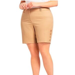 Talbots Khaki Button Hem Short 7 inch Size 16 W